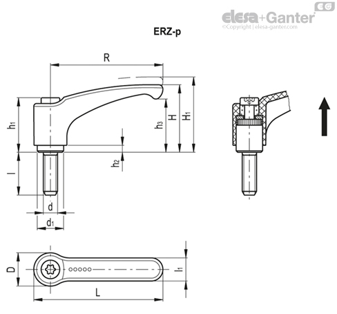 ERZ-p Adjustable handles Black-oxide steel clamping element